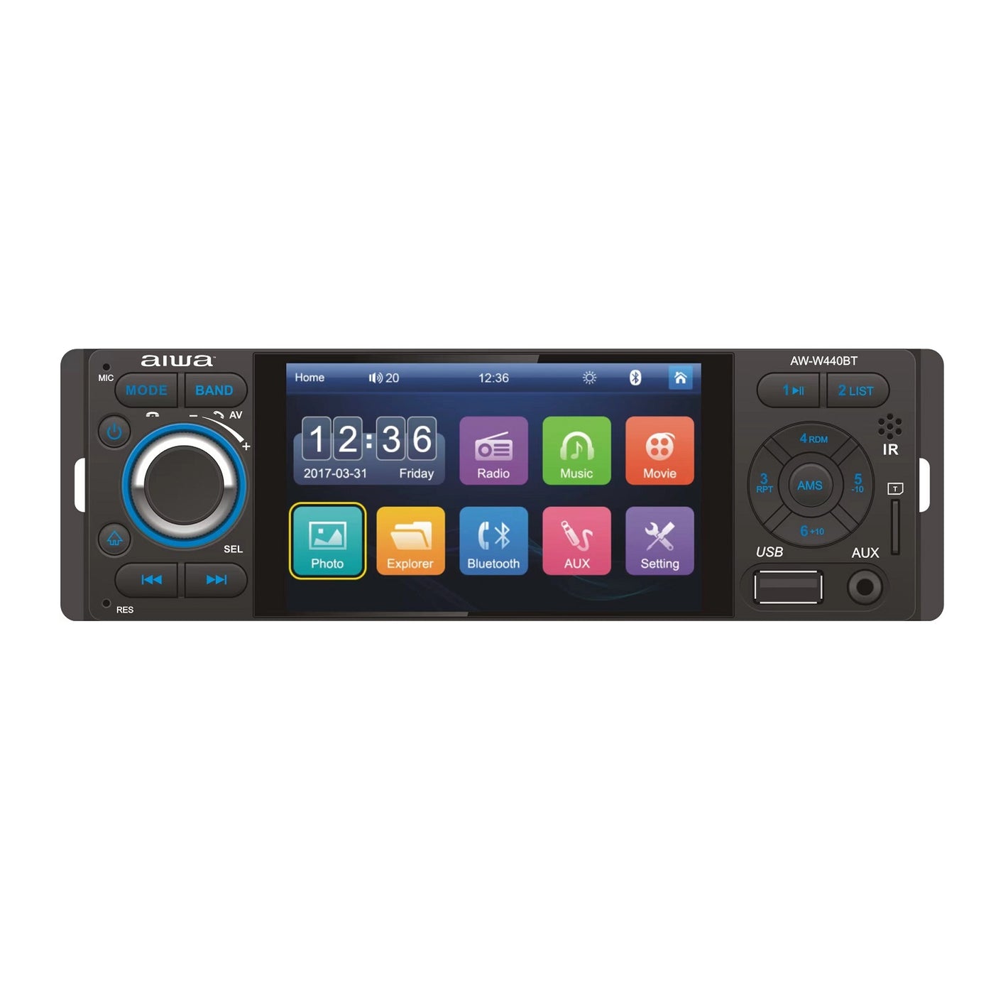 Radio Auto 1 Din Con Pantalla Tactil De 4'' Aiwa AWW440BT