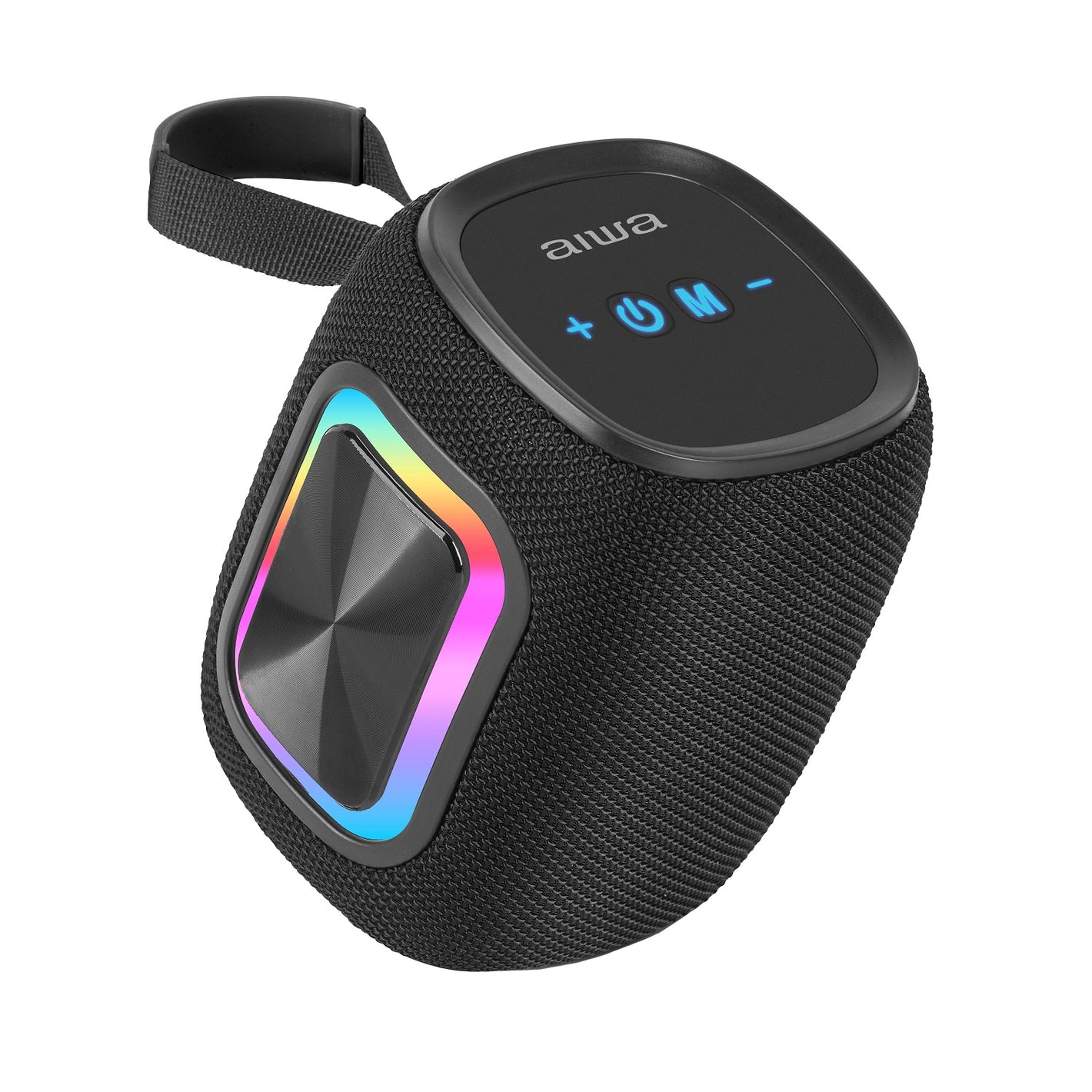 Parlante Bluetooth Aiwa 12w Radio Fm Luz Rgb Aw-kb61 Negro