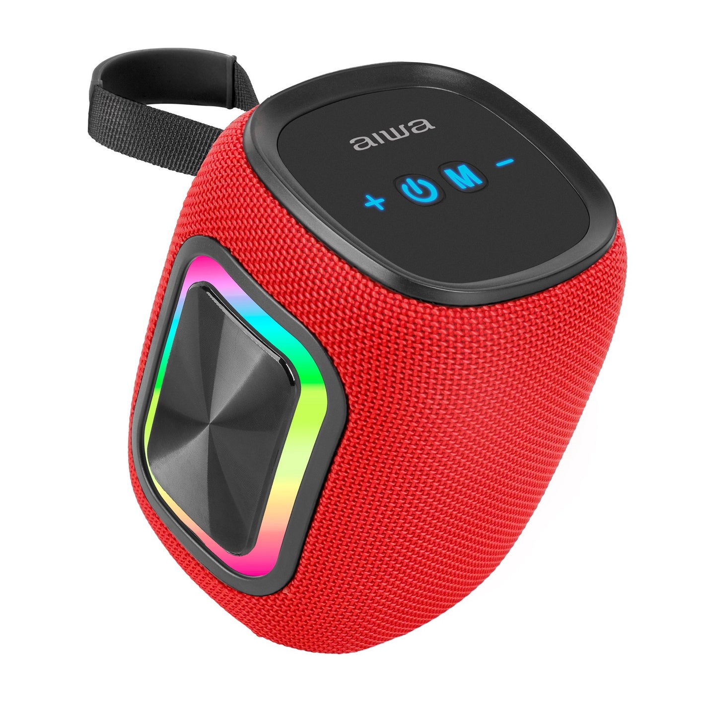 Parlante Bluetooth Aiwa 12w Radio Fm Luz Rgb Aw-kb61 Rojo