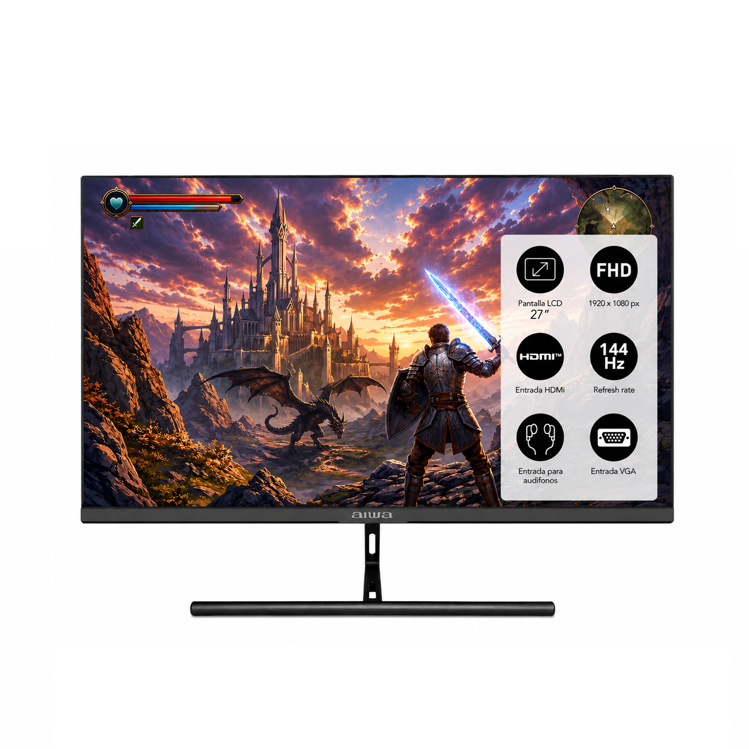 Monitor Gamer Aiwa 144hz Pantalla Lcd 27'' Fhd Aw-mk27