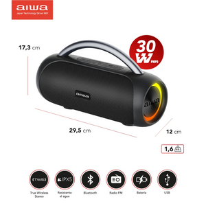 Parlante Bluetooth Aiwa 20w Portatil Ipx5 Con Tws Aws-10bt
