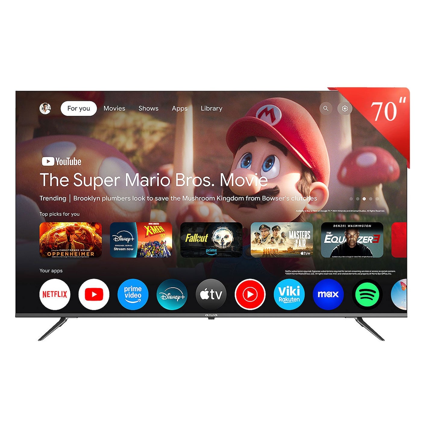 Smart Tv Led Aiwa 70'' 4K Uhd Qled Bluetooth Sistema Google Tv