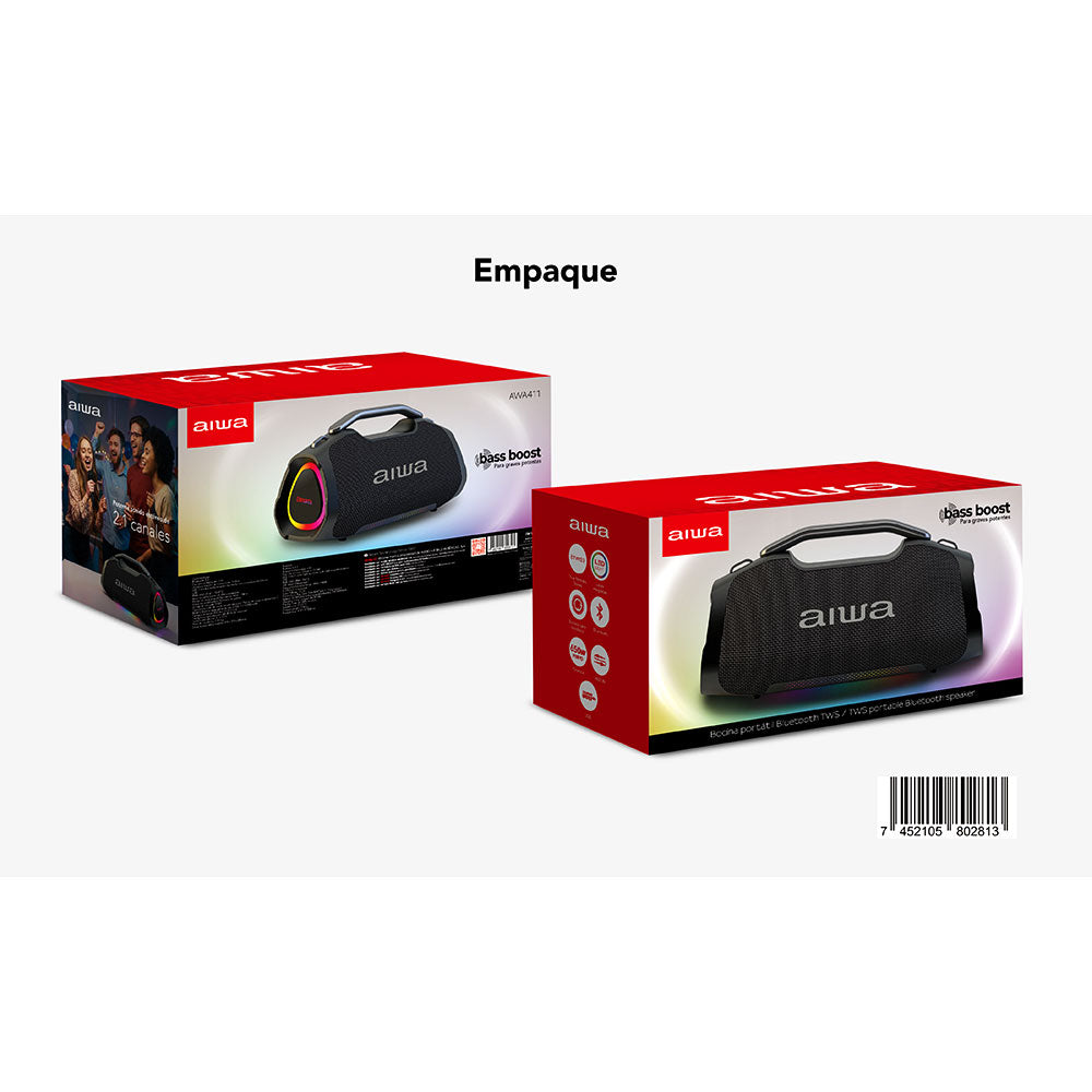 Parlante Portatil Bluetooth Aiwa 65w Funcion Tws Aw-a411