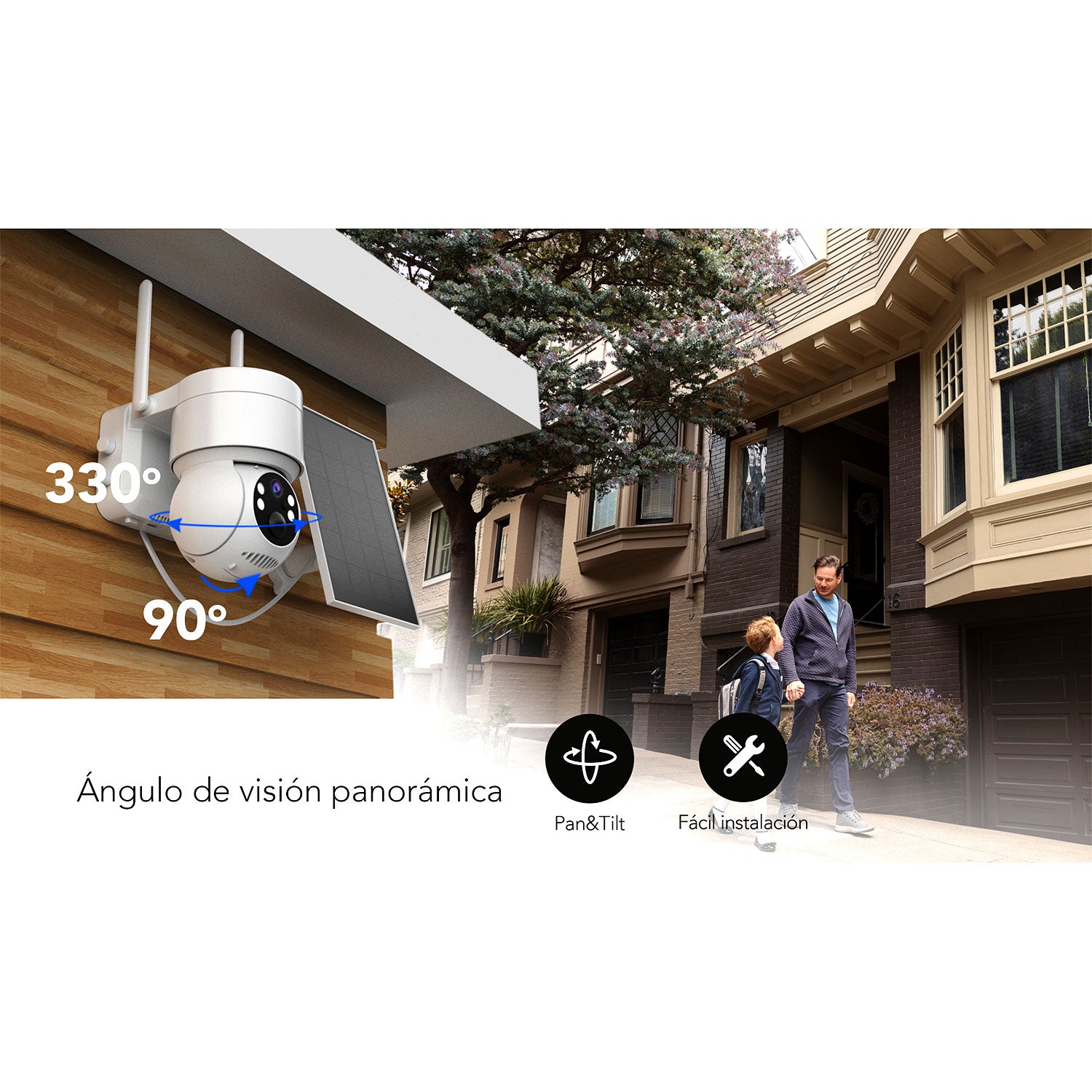 Cámara De Seguridad Aiwa Wifi Exterior Panel Solar Awcto43