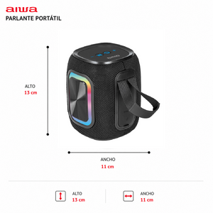Parlante Bluetooth Aiwa 12w Radio Fm Luz Rgb Aw-kb61 Negro