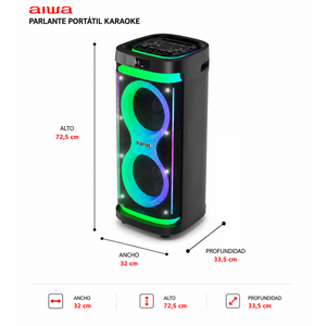 Parlante Bluetooth Portatil Aiwa Karaoke Tws Led Aw-poh5d Negro