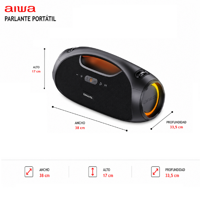 Parlante Portatil Bluetooth Aiwa Ipx6 Con Tws 60w Aw-S244bt