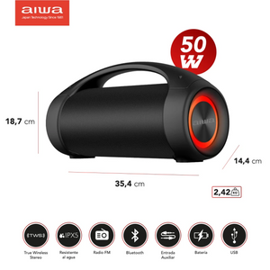Parlante Portátil Bluetooth Tws Usb Boombox 26w Aiwa Aw-s600