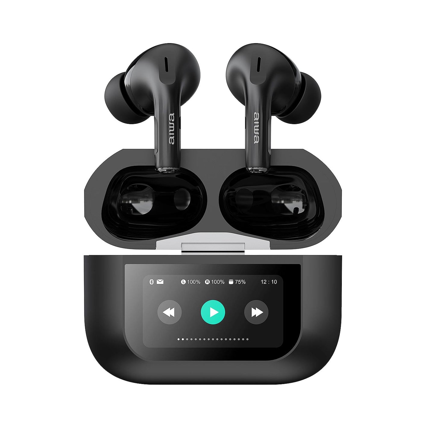 Audífonos Aiwa In Ear Pantalla Táctil Bluetooth Aw-Twsgpro Negro