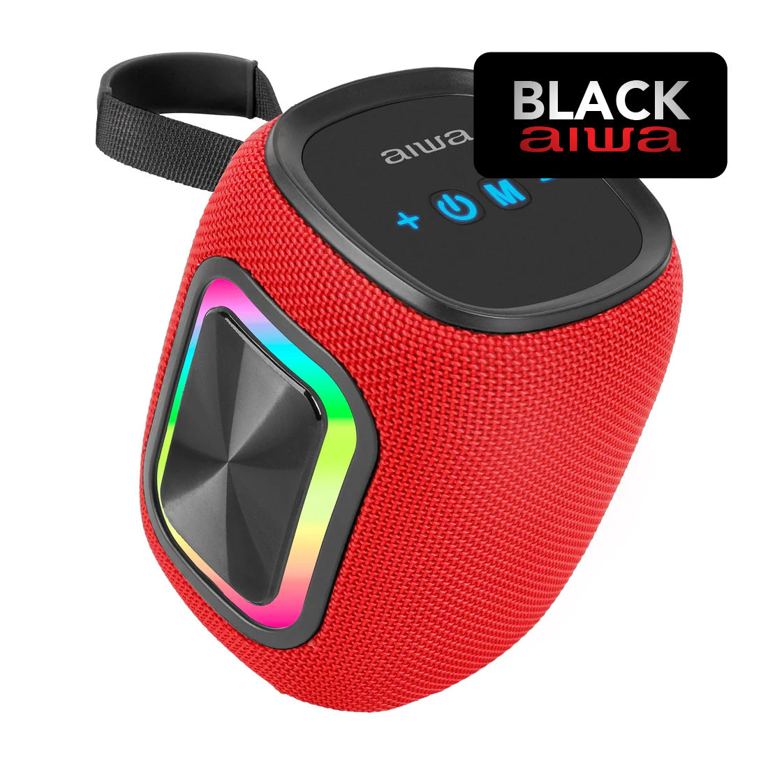 Parlante Bluetooth Aiwa 12w Radio Fm Luz Rgb Aw-kb61 Rojo