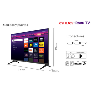 Smart Tv Aiwa 32'' Hd Wifi Sistema Roku Tv AW-32B2RK