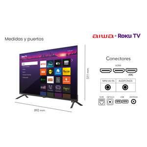 Smart Tv Aiwa 40'' Fhd Wifi Sistema Roku Tv AW-40B2RK