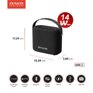 Parlante Bluetooth Portátil Aiwa 7w Con Luz Aws-s70bt