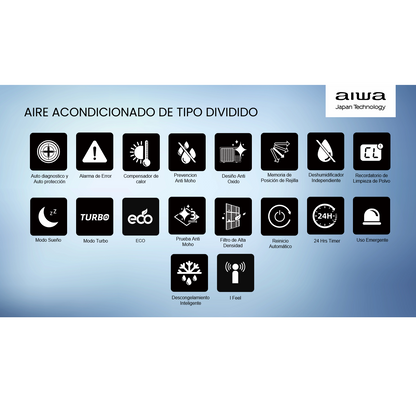 Aire Acondicionado Aiwa Split Inverter Frio Calor 18000btu AW-18INVG