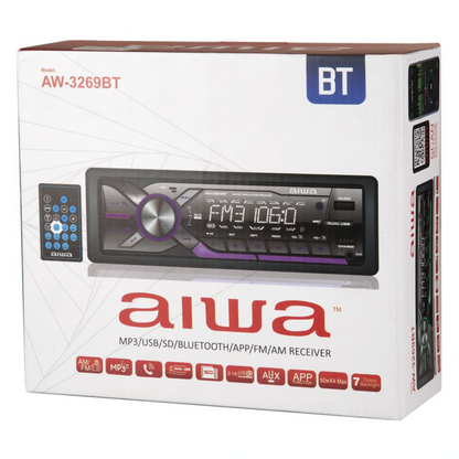 Radio Auto 1 Din Aiwa Bluetooth Mp3 Usb App Music Aw-3269bt