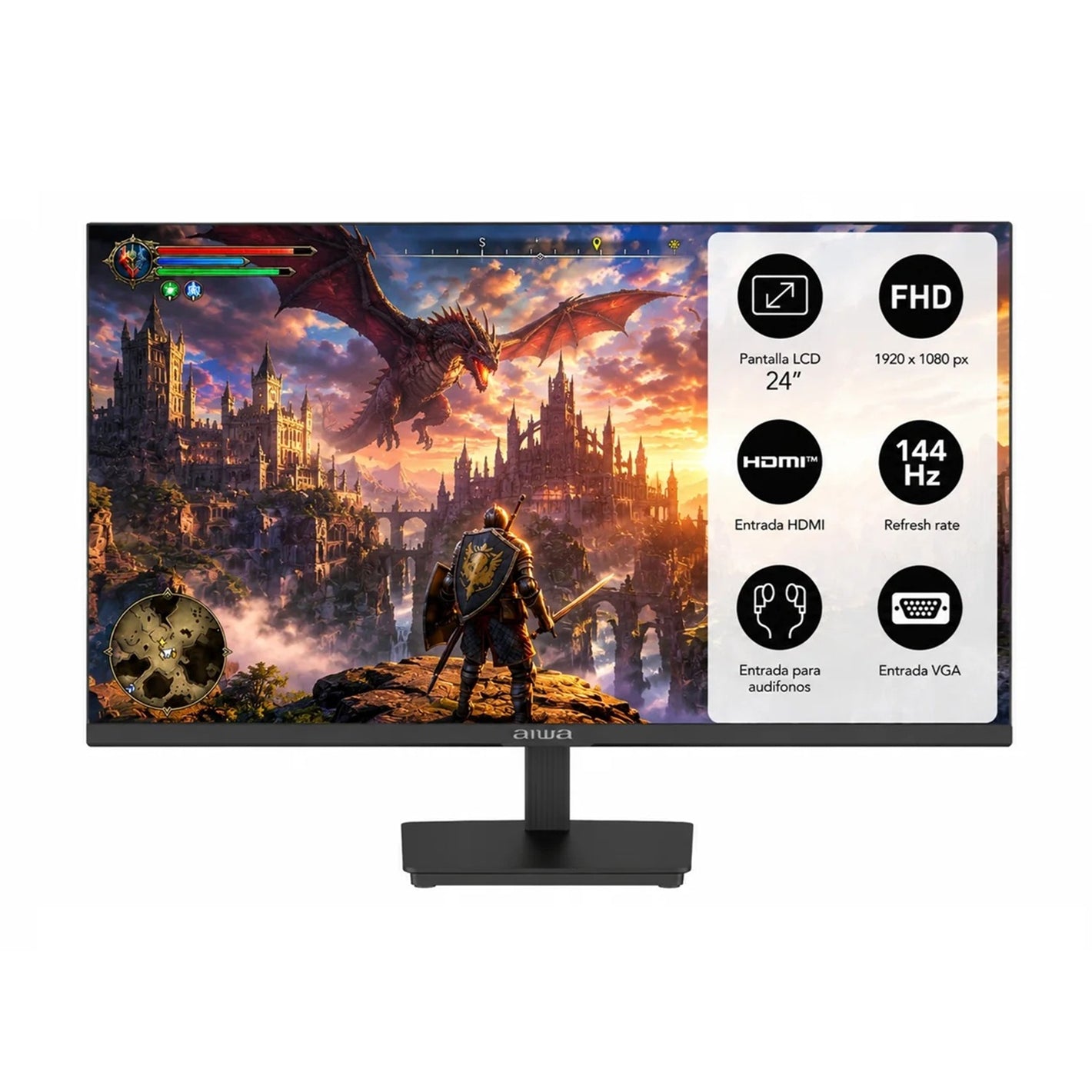 Monitor Gamer Aiwa 144hz Pantalla Lcd 24'' Fhd Aw-mk24