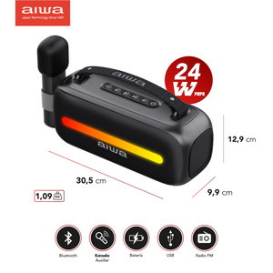 Parlante Bluetooth Aiwa Portátil Con Karaoke Aws-s40bt Negro